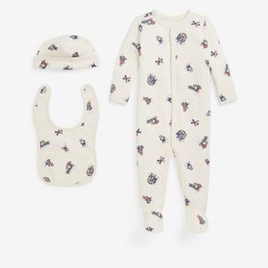 Brand New RALPH LAUREN BABY Gift Set - Onesie, Hat, Bib - 6 Months